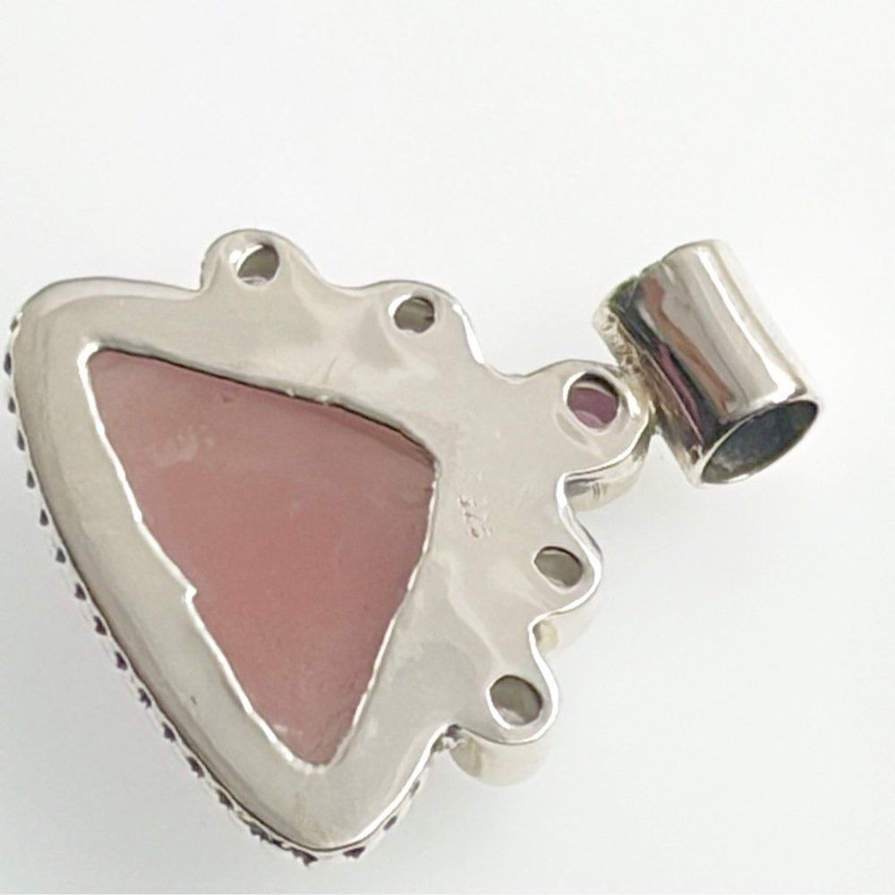 Sterling Silver 925 Rhodolite Garnet Pink Opal Pendant Southwest Boho New - Picture 5 of 6